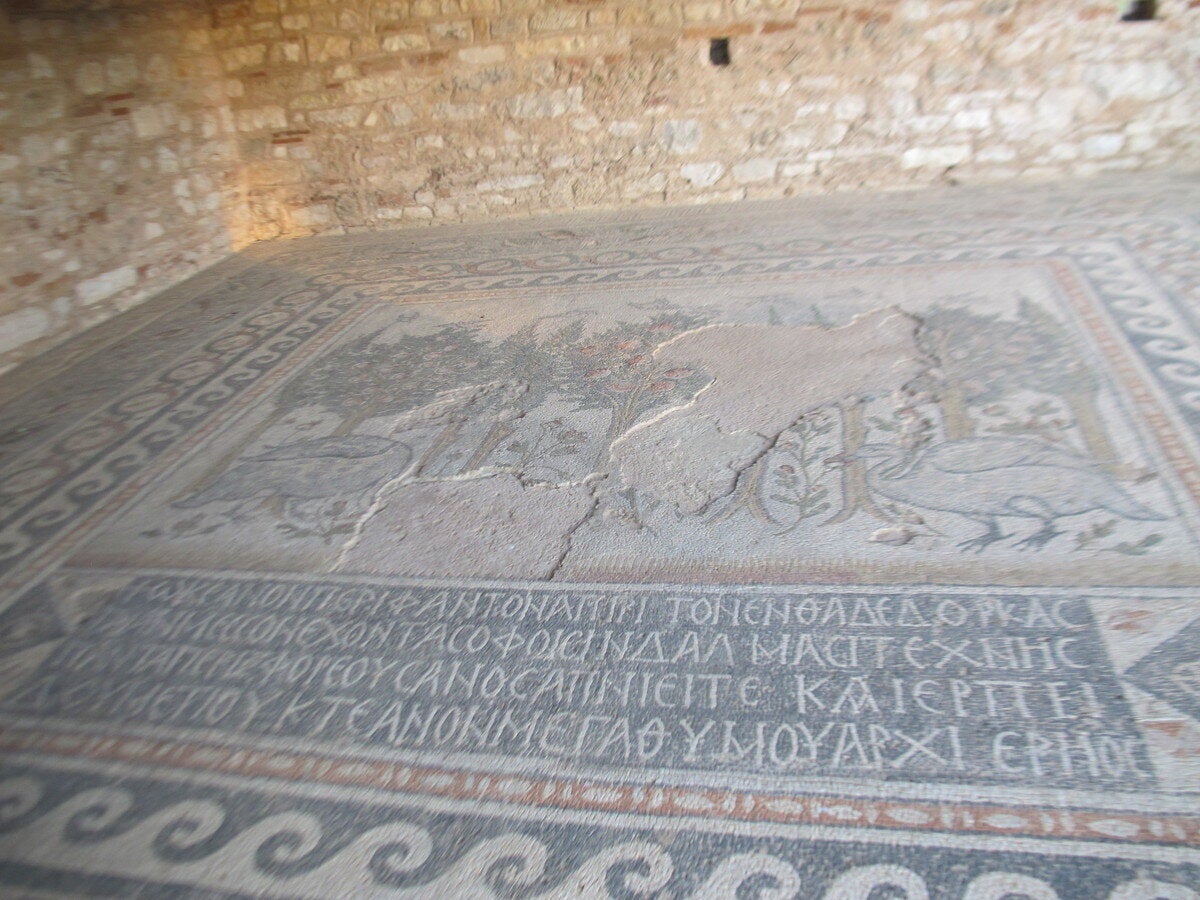 Ψηφιδωτό δάπεδο στην Βασιλική Α