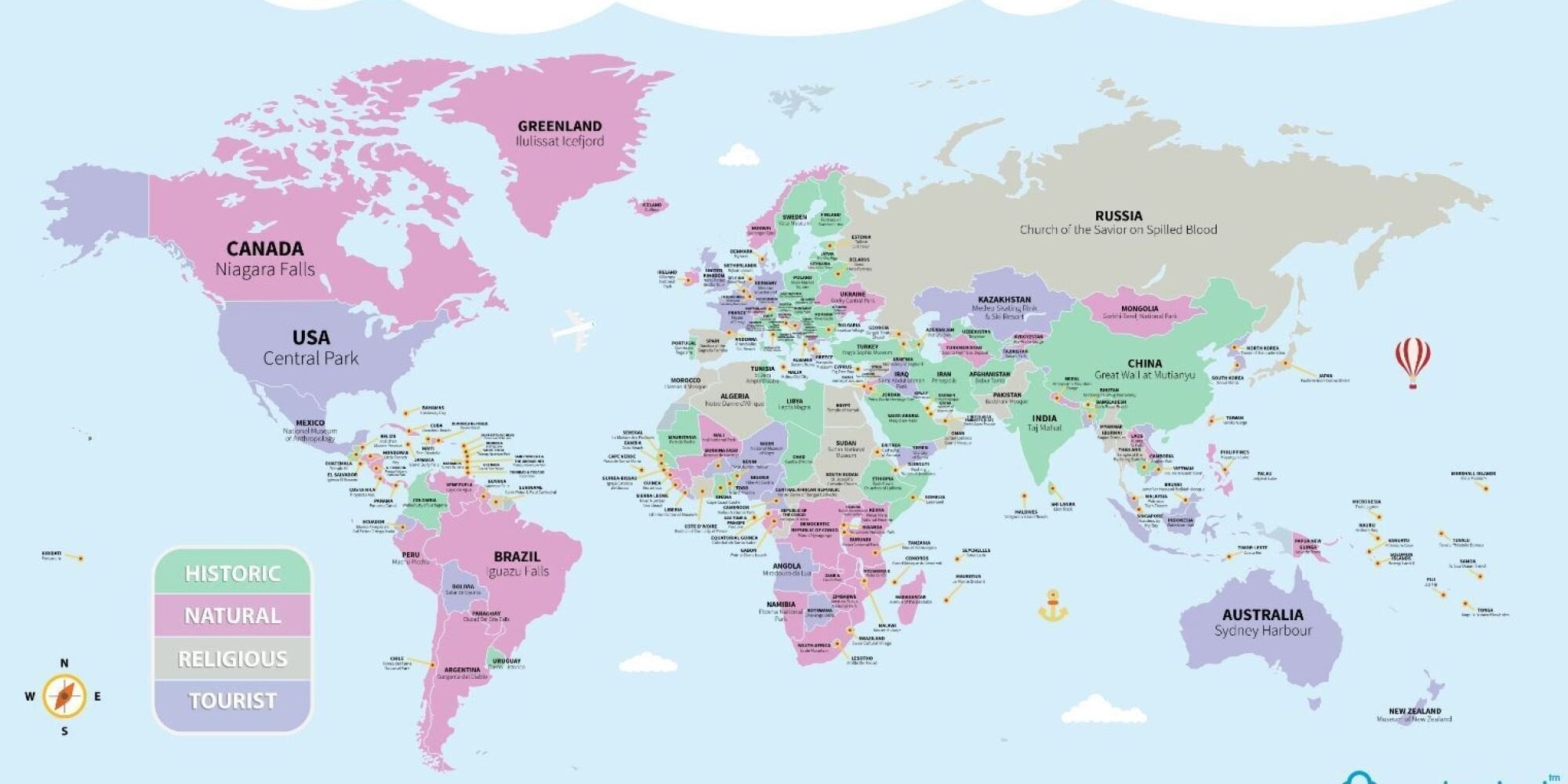 Ποιο είναι το ένα πράγμα που πρέπει να δει οπωσδήποτε κάποιος σε κάθε χώρα; Η απάντηση σε έναν χάρτη