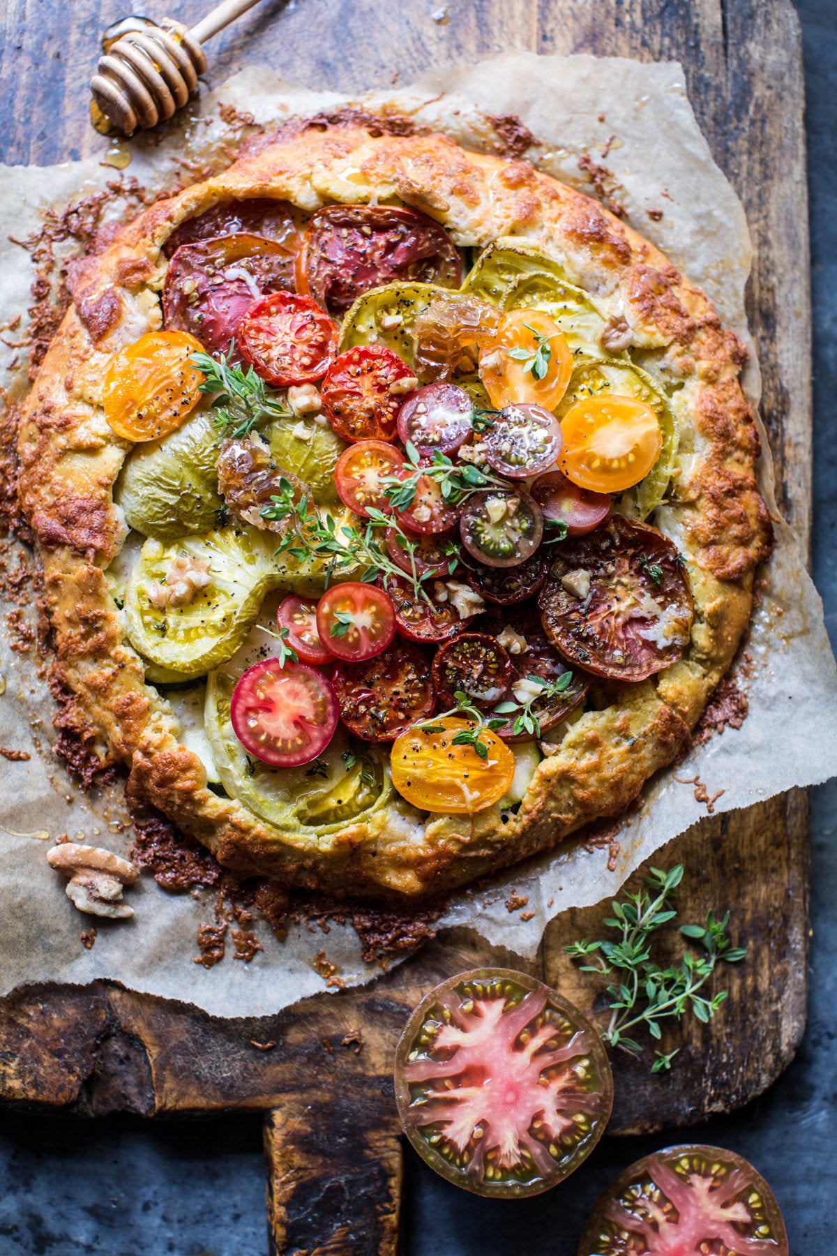 Heirloom Tomato And Zucchini Galette With Honey And Thyme