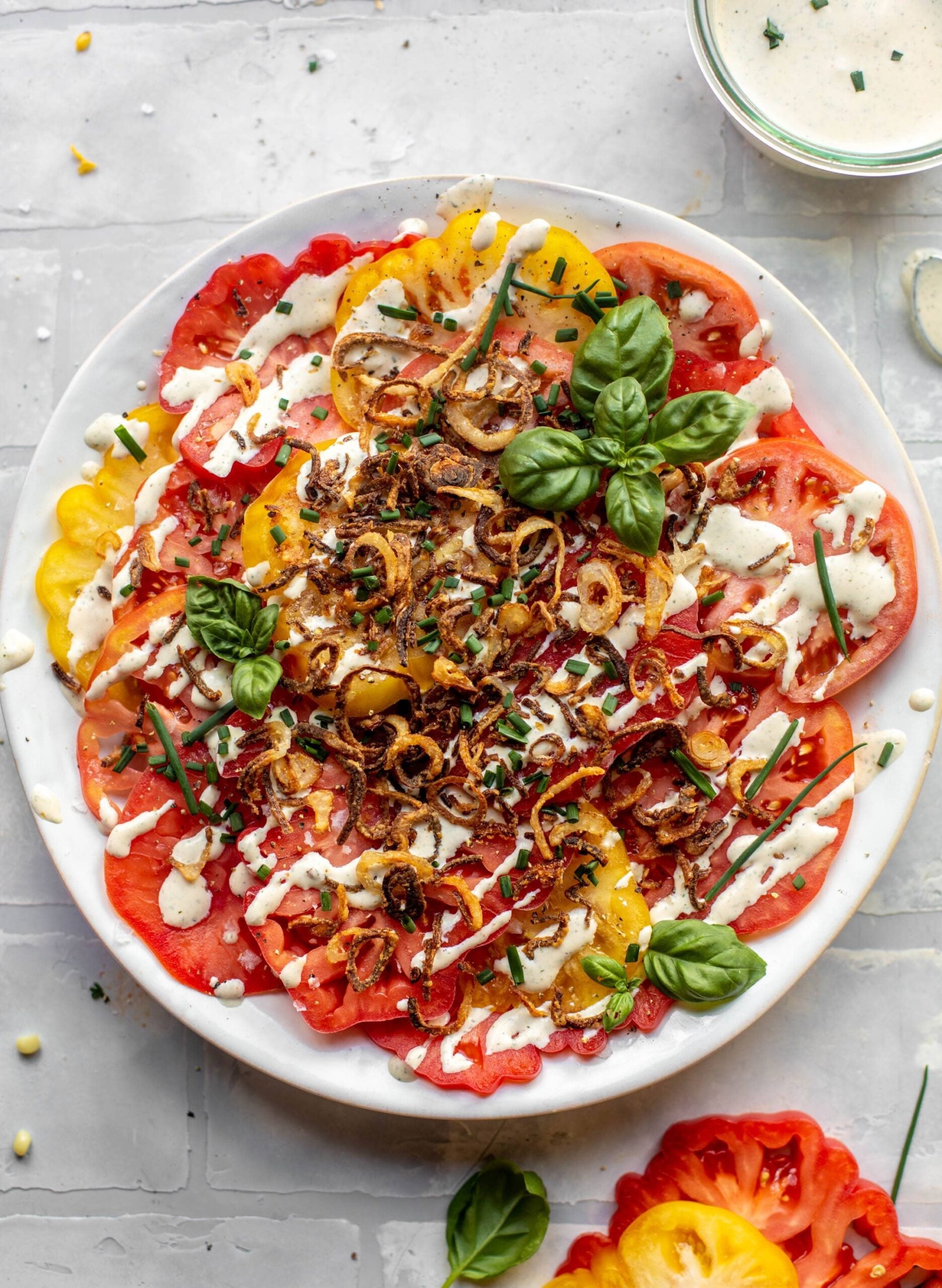 Heirloom Tomato Salad with Buttermilk Ranch and Crispy Shallots