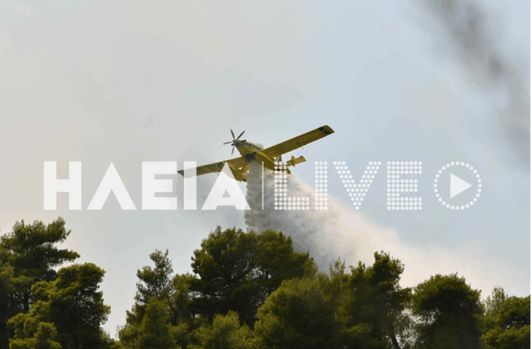 Βελτιωμένη παρουσιάζεται η εικόνα της πυρκαγιάς στο Γεράκι Αμαλιάδας (Βίντεο)