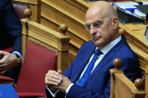 Φωτογραφία αρχείου - 2/10/2025 - Ο υπουργός Εθνικής Αμυνας Νίκος Δένδιας απουσίασε από τη συζήτηση στη Βουλή επί της τροπολογίας για τον Αγνωστο Στρατιώτη - EUROKINISSI