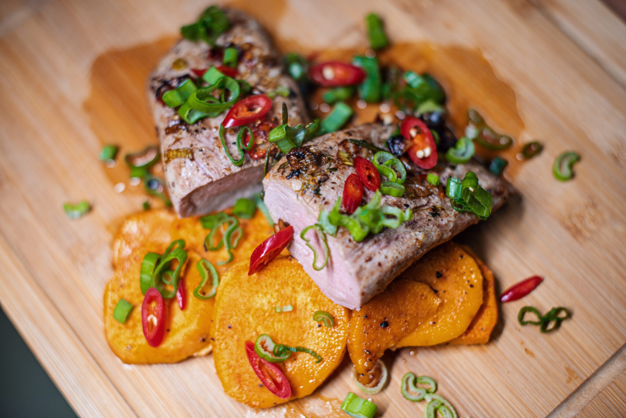 Κυριακάτικο τραπέζι: Ψαρονέφρι με ψητές γλυκοπατάτες και μπαχαρικά