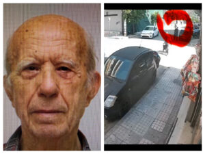 89χρονος - Η στιγμή που διασχίζει τον δρόμο φορώντας τραγιάσκα και καπαρντίνα