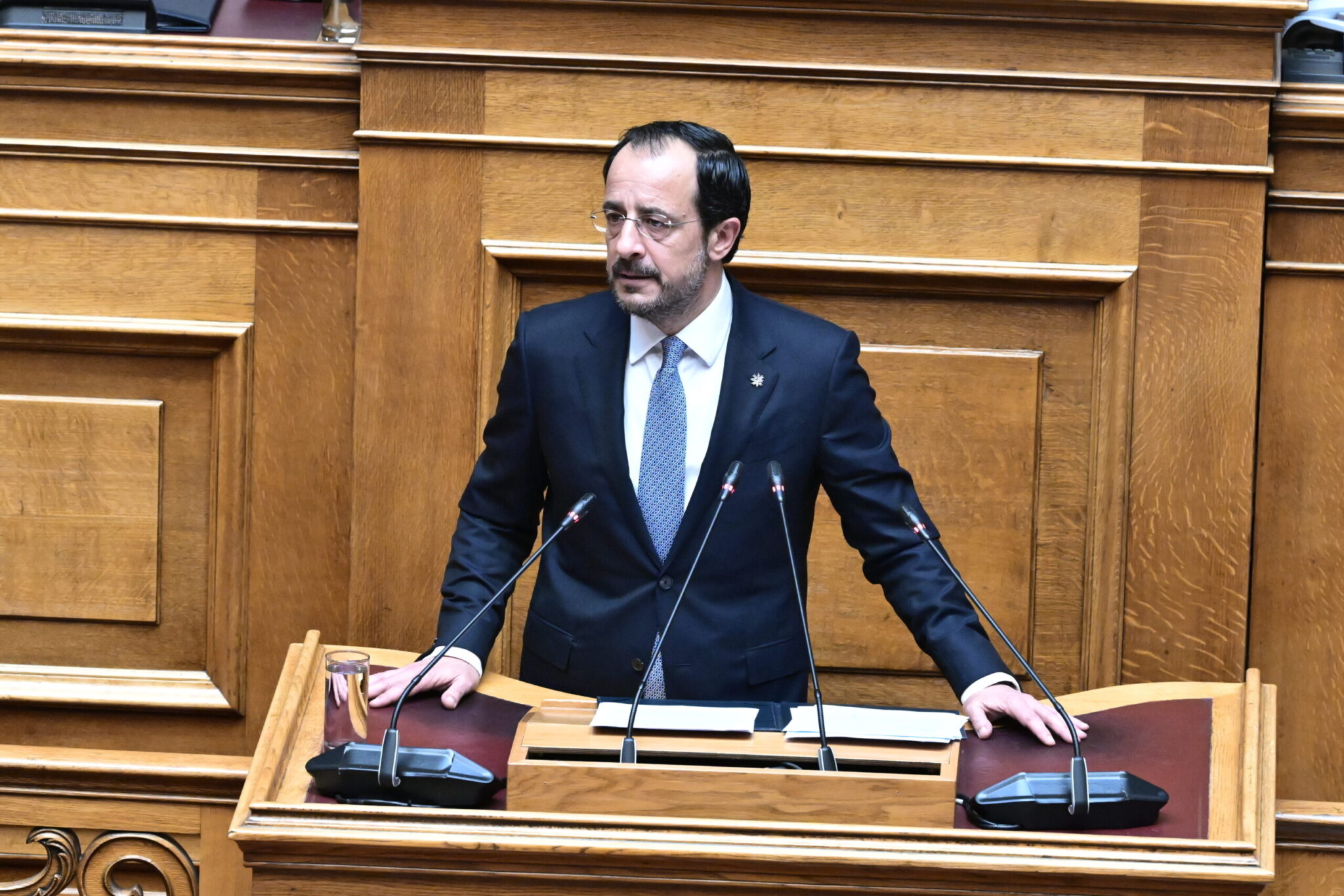 «Λύση δύο κρατών δεν υφίσταται ούτε ως σκέψη» το ηχηρό μήνυμα Χριστοδουλίδη στην ομιλία του στην Ελληνική Βουλή