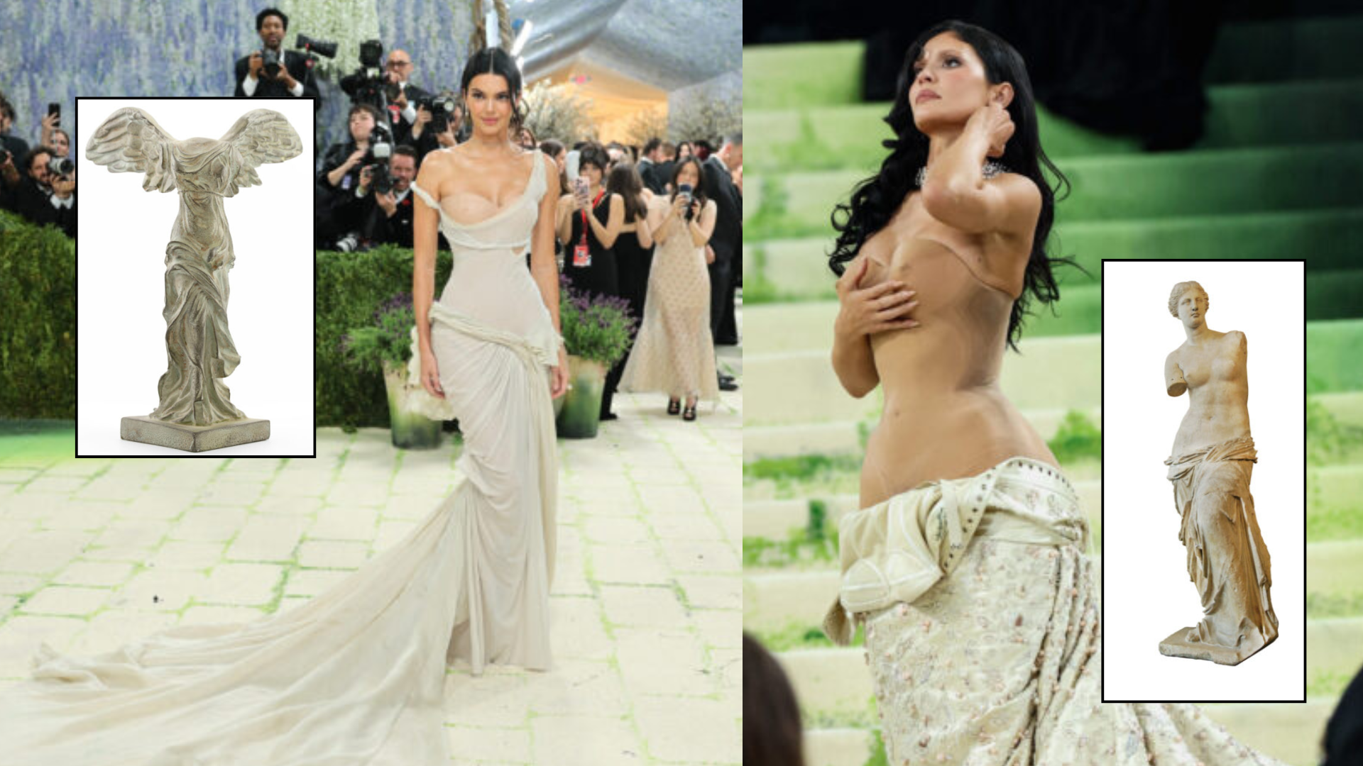 Met Gala: Κένταλ και Κάιλι Τζένερ ντύθηκαν «ζωντανά αγάλματα» με looks που θύμισαν Νίκη της Σαμοθράκης και Αφροδίτη της Μήλου (βίντεο)