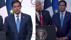 Η αμηχανία του Ρούμπιο στην ομιλία του Τραμπ (Φωτό από Χ)