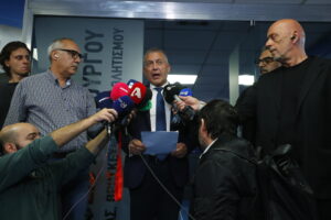 EUROKINISSI - Οι δηλώσεις του Γιάννη Βρούτση στα γραφεία του Υπουργείου ΑΘλητισμού μετά την συνάντηση με την ΕΟΚ για το μέλλον του ελληνικού μπάσκετ